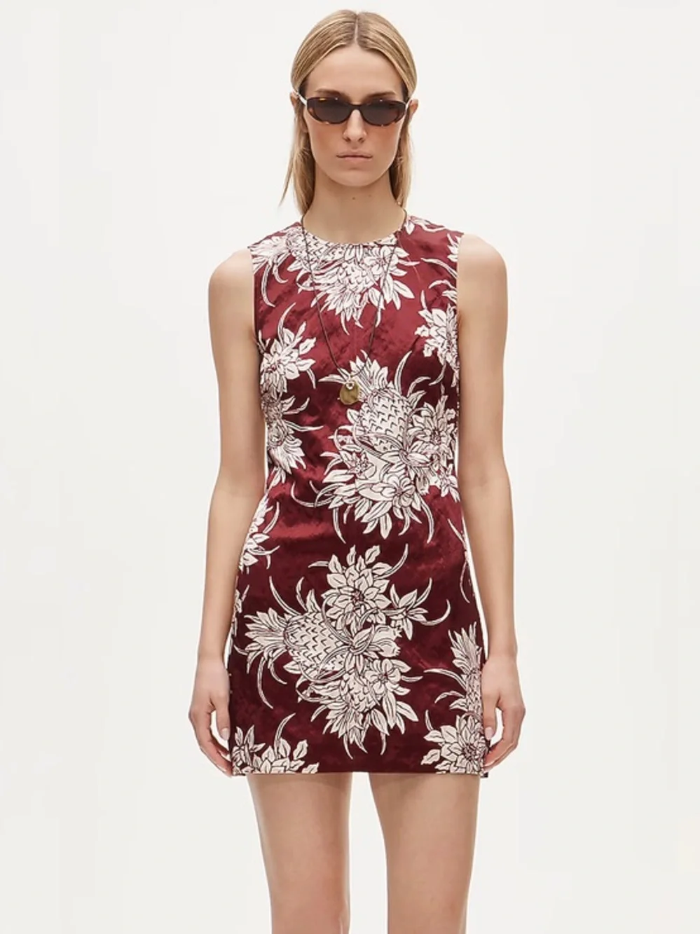 J. Crew mini shift dress in pineapple garden-print memory satin